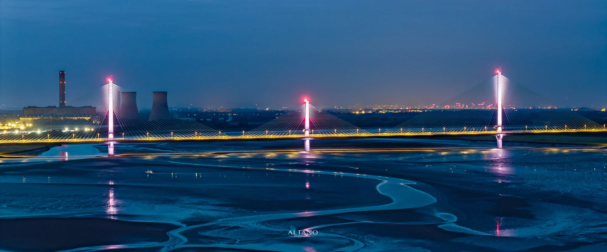 Mersey Gateway at Night, Runcorn and Widnes