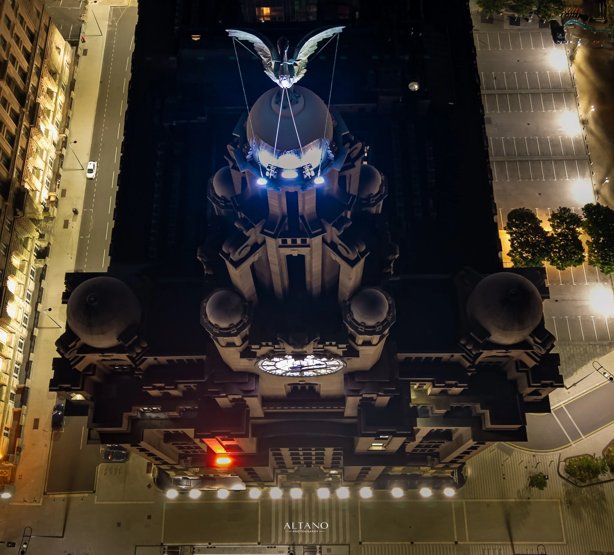 Gravity, Royal Liver Building from directly above
