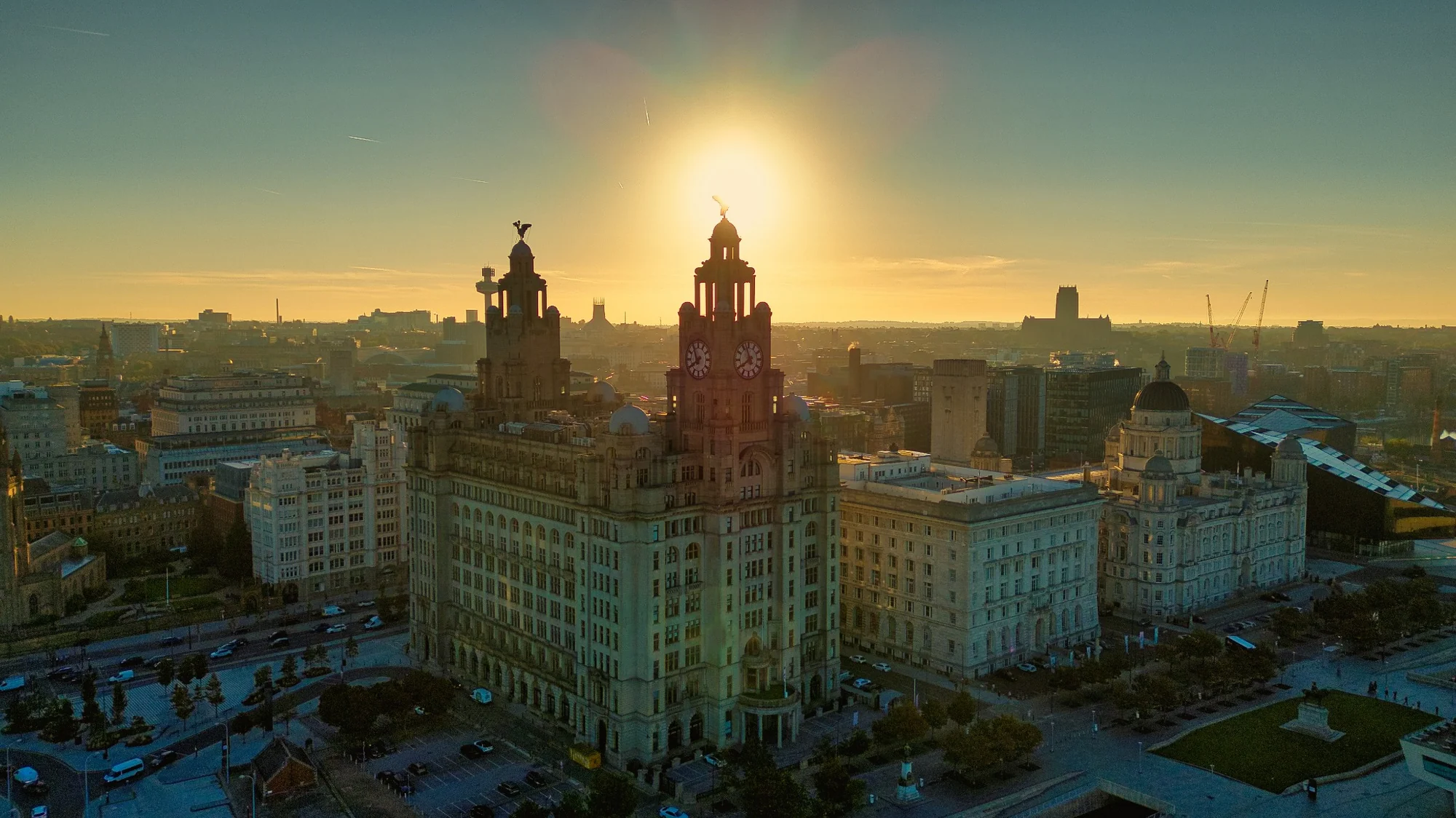 The Three Graces at Sunrise, Liverpool waterfront