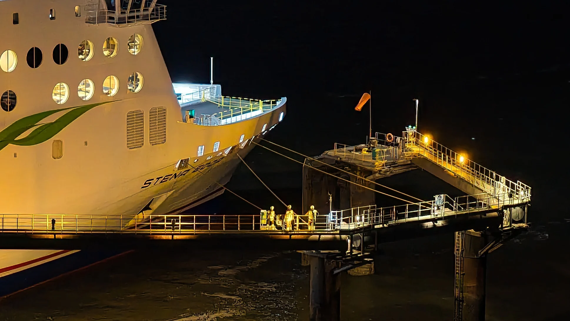 Dock Workers at Night, Merseyside waterfront
